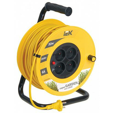 Удлинитель на катушке 30 метров 4 розетки с термозащитой,кабель ПВС 2х0,75мм2, УК30 Garden, WKP23-06-04-30 IEK