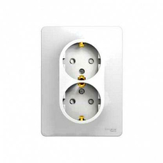 Розетка двойная GLOSSA скрытой установки с заземлением со шторками 16А в сборе белый GSL000126 Schneider Electric