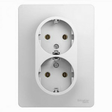 Розетка двойная GLOSSA скрытой установки с заземлением 16А в сборе белый GSL000124 Schneider Electric