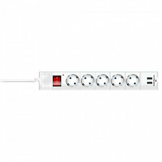 Фильтр сетевой 5 гнезд с/з ПВС 3*0,75 1,5м 10А/2,2кВт с детскими шторками 2USB белый 32590 1 Duwi