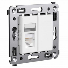 Розетка RJ45 компьютерная в стену Avanti скрытой установки категория 5e одинарная Белое облако 4400463 DKC