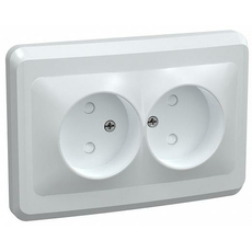 Розетка двухместная ВЕГА без заземления без защитной шторки 10А РС12-2-ВБ белый (ERV20-K01-10-DM) IEK