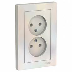 Розетка двойная Atlasdesign скрытой установки без заземления 16А в сборе жемчуг ATN000420 Schneider Electric