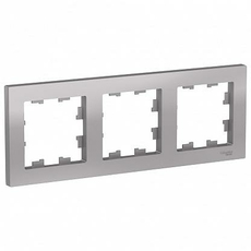 Рамка 3 поста Atlasdesign горизонтальная универсальная алюминий ATN000303 Schneider Electric