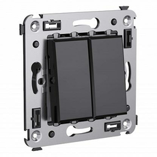 Выключатель двухклавишный в стену Avanti скрытой установки Черный квадрат 4402104 DKC