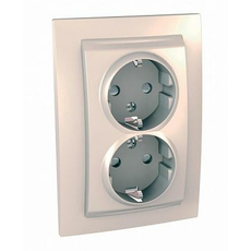 Розетка двойная Unica с заземлением со шторками в сборе бежевый MGU23.067.25D Schneider Electric
