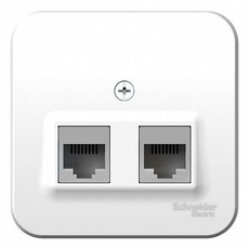Розетка RJ45+RJ45 компьютерная BLANCA открытой установки кат.5e с изолирующей пластиной в сборе белый BLNIA045451 Schneider Electric