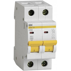 Автоматический выключатель модульный IEK ВА47-29 двухполюсный 2п 50А C 4,5кA AC/DC (перемен./постоян.) (MVA20-2-050-C)