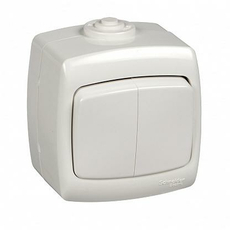 Выключатель открытой установки двухклавишный IP44 ВА 56-225Б-би/VA56-225B-BI Wessen РОНДО Schneider Elec