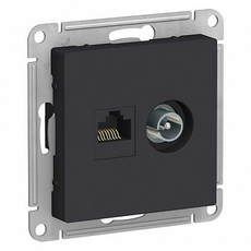 Розетка TV+RJ45 телевизионная + компьютерная Atlasdesign скрытой установки cat. 5Е карбон ATN001089 Schneider Electric