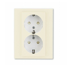 Розетка двойная Levit скрытой установки с заземлением со шторками 16А слоновая кость / белый 2CHH223457C6017 ABB
