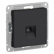 Розетка RJ11 телефонная Atlasdesign скрытой установки механизм карбон ATN001081 Schneider Electric