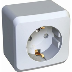 Розетка одинарная ЭТЮД открытой установки наружная с заземлением со шторками белый PA16-004B Schneider Electric