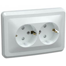 Розетка двухместная ВЕГА с заземляющим контактом без защитной шторки 16А РС12-3-ВБ белый (ERV21-K01-16-DM) IEK