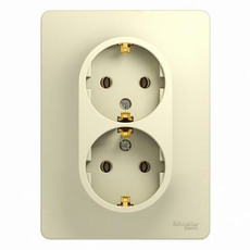 Розетка двойная GLOSSA скрытой установки с заземлением 16А в сборе бежевый GSL000224 Schneider Electric