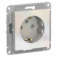 Розетка Atlasdesign скрытой установки с заземлением со шторками 16А механизм жемчуг ATN000445 Schneider Electric