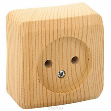 Розетка одинарная ЭТЮД открытой установки наружная без заземления без шторок сосна PA16-001D Schneider Electric