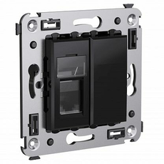 Розетка RJ45 компьютерная Avanti скрытой установки категория 5е одинарная Черный квадрат 4402463 DKC