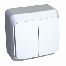 Выключатель двухклавишный ЭТЮД открытой установки с подсветкой (сх.5а) белый BA10-006B Schneider Electric