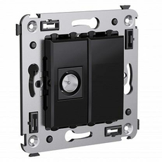 Розетка TV телевизионная оконечная Avanti скрытой установки Черный квадрат 4402503 DKC