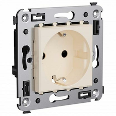 Розетка в стену Avanti скрытой установки 2P+E с заземлением со шторками 16А Ванильная дымка 4405003 DKC