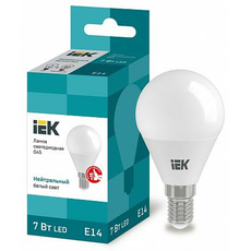 Лампа светодиодная 7Вт Е14 G45 4000К 630Лм матовая 220В Шар ECO LLE-G45-7-230-40-Е14 IEK