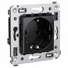 Розетка в стену Avanti скрытой установки 2P+E с заземлением со шторками 16А Черный квадрат 4402003 DKC