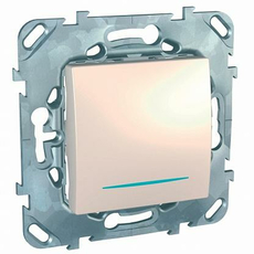 Переключатель одноклавишный Unica скрытой установки с подсветкой схема 6а механизм бежевый MGU5.203.25NZD Schneider Electric