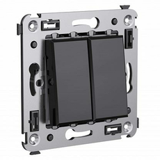 Переключатель двухклавишный Avanti скрытой установки (проходной) (сх.6+6) Черный квадрат 4402114 DKC