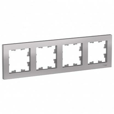 Рамка 4 поста Atlasdesign горизонтальная универсальная алюминий ATN000304 Schneider Electric