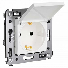 Розетка в стену Avanti скрытой установки IP41 2P+E с заземлением со шторками 16А с крышкой Белое облако 4400013 DKC
