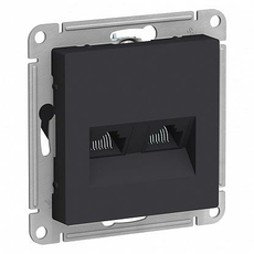 Розетка двойная Atlasdesign скрытой установки компьютерная RJ45+RJ45 cat. 5E механизм карбон ATN001085 Schneider Electric