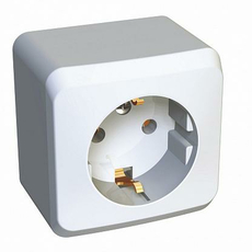 Розетка одинарная ЭТЮД открытой установки с заземлением без шторок 16А 250B белый PA16-003B Schneider Electric