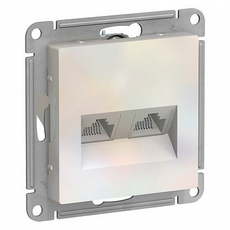 Розетка двойная Atlasdesign скрытой установки компьютерная RJ45+RJ45, cat. 5E механизм жемчуг ATN000485 Schneider Electric