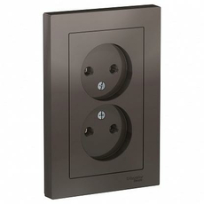 Розетка двойная Atlasdesign скрытой установки без заземления 16А в сборе мокко ATN000620 Schneider Electric