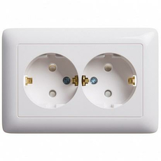 Розетка двойная ХИТ скрытой установки с заземлением со шторками 16А белый RS16-231-B Schneider Electric