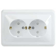 Розетка двухместная ВЕГА с заземляющим контактом с защитной шторкой 16А РСш12-3-ВБ белый (ERV24-K01-16-DM) IEK
