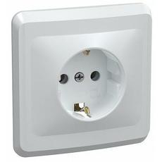 Розетка одноместная ВЕГА с заземляющим контактом без защитной шторки 16А РС10-3-ВБ белый (ERV11-K01-16-DM) IEK