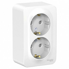 Розетка двойная BLANCA открытой установки с заземлением со шторками 16А 250В с изолирующей пластиной в сборе белый BLNRA011211 Schneider Electric