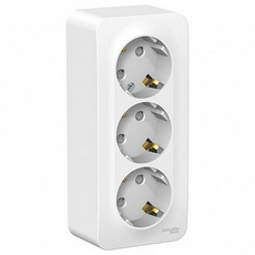 Розетка тройная BLANCA открытой установки с заземлением со шторками 16А 250В с изолирующей пластиной в сборе белый BLNRA011311 Schneider Electric