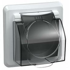 Розетка одноместная с заземляющим контактом с защитной шторкой и крышкой 16А IP44 РСбш10-3-ВБ белая ВЕГА (ERV16-K01-16-DM) IEK