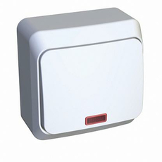 Выключатель одноклавишный ЭТЮД открытой установки с подсветкой 10 АХ белый BA10-005B Schneider Electric