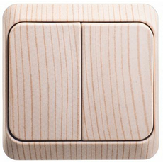 Выключатель двухклавишный с подсветкой ЭТЮД открытой установки (сх.5а) сосна BA10-006D Schneider Electric