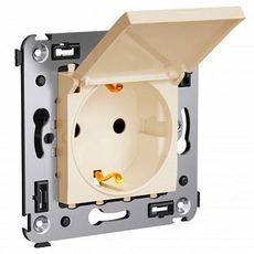 Розетка в стену Avanti скрытой установки IP41 2P+E с заземлением со шторками 16А с крышкой Ванильная дымка 4405013 DKC
