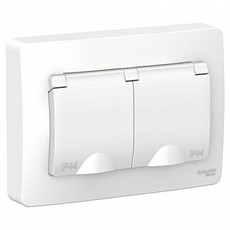 Розетка двойная BLANCA скрытой установки IP44 с заземлением со шторками 16А 250В с крышками в сборе белый BLNRS441121 Schneider Electric