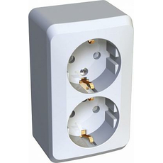 Розетка двойная ЭТЮД открытой установки с заземлением со шторками белый PA16-008B Schneider Electric