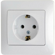 Розетка одинарная GLOSSA скрытой установки с заземлением 16А в сборе белый GSL000142 Schneider Electric