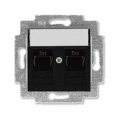 Розетка RJ45+RJ45 компьютерная Levit скрытой установки кат. 5e механизм с накладкой антрацит 2CHH295118A6063 ABB
