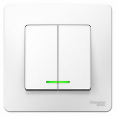 Выключатель двухклавишный BLANCA скрытой установки 6А 250В с подсветкой (сх.5а) механизм с накл белый BLNVS006511 Schneider Electric