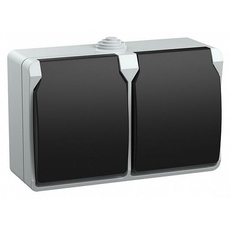 Розетка двухместная с заземлением открытой установки ФОРС РСб22-3-ФСр IP54 (ERS22-K03-16-54-DC) IEK